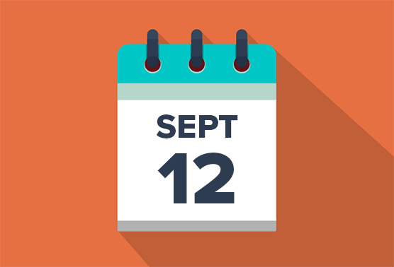 Graphic of a calendar icon with date Sept 12