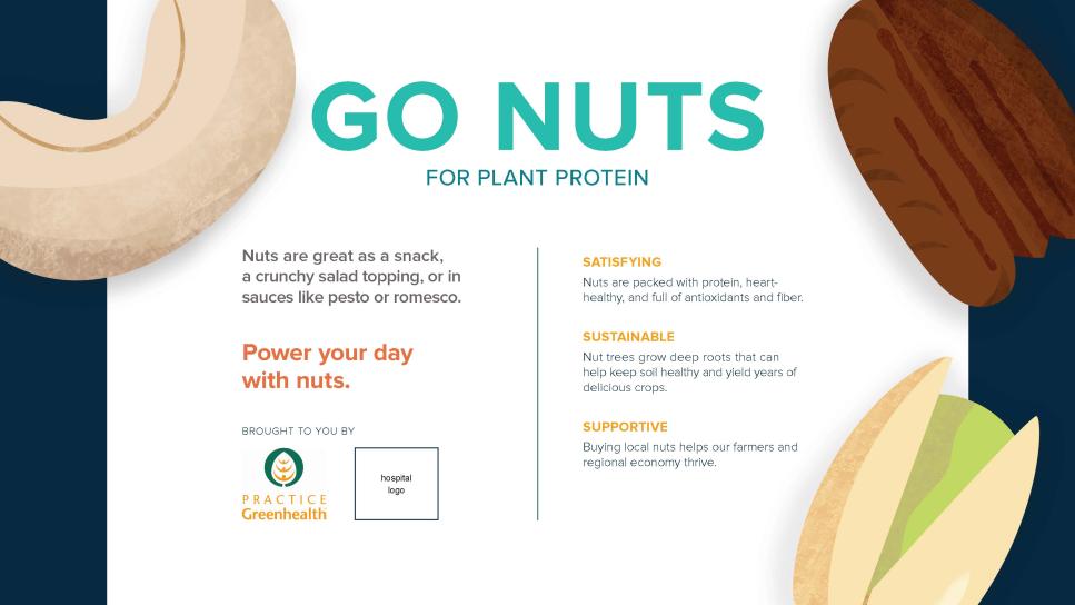 Digital sign showing health and environment benefits of nuts