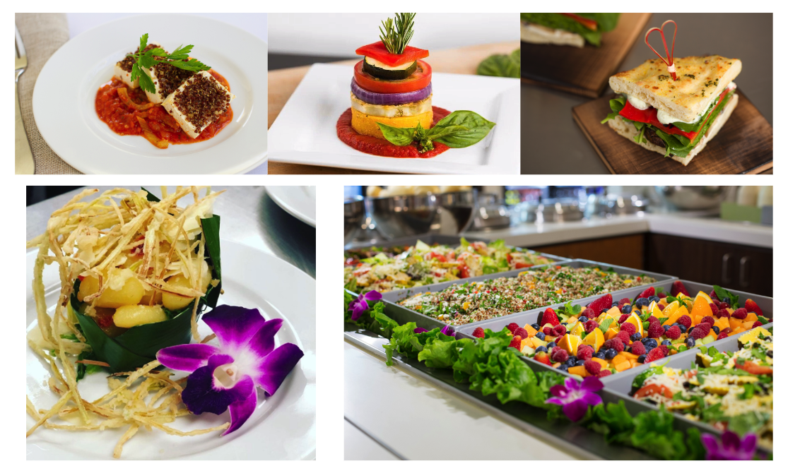 Photo array of UC San Diego's plant-forward meal options