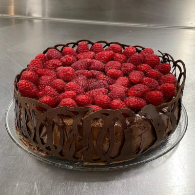 Chocolate raspberry quinoa cake