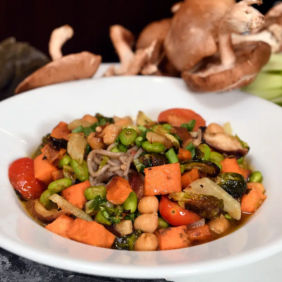 Miso noodle and veggie bowl