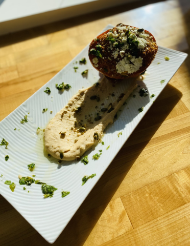 Crispy quinoa stuffed squash with chimichurri