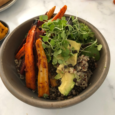 Harrisa roasted carrot Buddha bowl