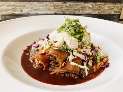 Lentil and porcini mushroom enchiladas