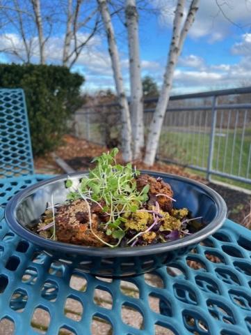 Moroccan lentil meatballs with curried quinoa and spiced pepitas