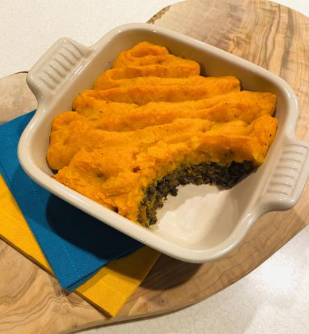 Plant-forward butternut squash shepherd’s pie