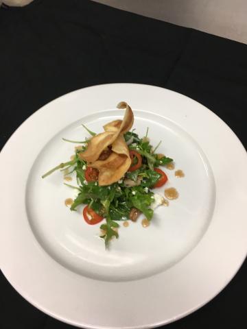 Portobello pecan mixed green salad with balsamic dressing