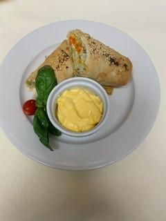 Vegetable strudel with bulgur and lentils