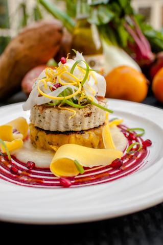 Yam cakes and polenta