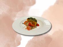 Braised butternut squash with white bean ragout and cranberry almond gremolata