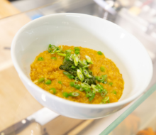 Butternut squash farotto with toasted sunflower seed and sage pesto