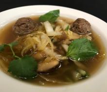 Vietnamese style pho with meatless balls